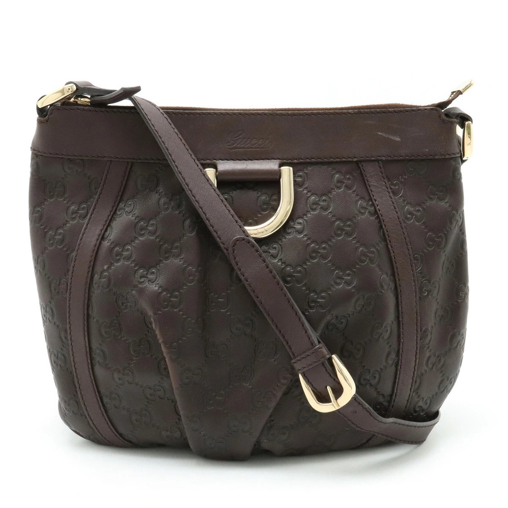 Gucci Guccissima Abbey Crossbody Bag Leather Dark Brown